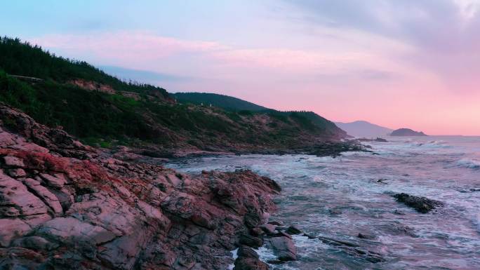 航拍 惠州盐洲岛海滩 黑排角 沿海线