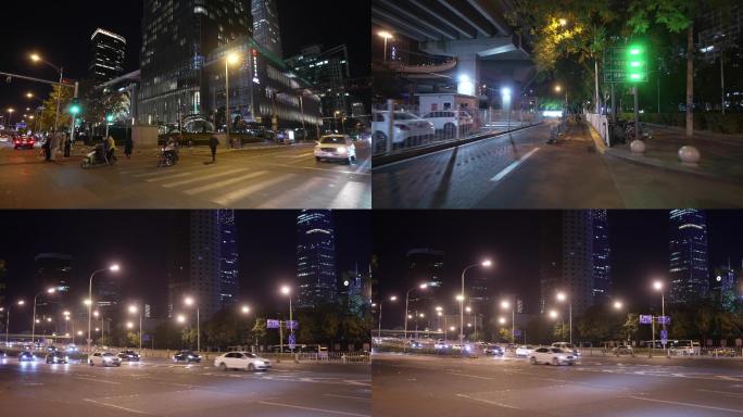 城市 北京 国贸 夜景 街道 建筑 楼群