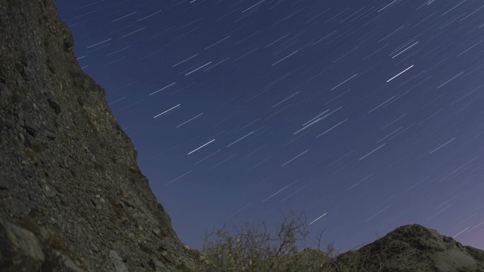 夜空流星雨实拍延时素材-4