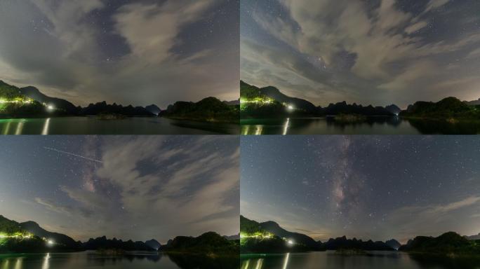 4K60P广东清远桃花湖垂直银河星空延时