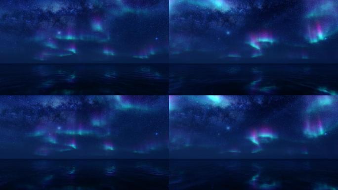 北极光三维渲染自然现象北欧冰岛绚丽穹顶