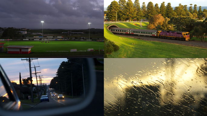 澳洲人文街道火车雨滴足球场车流浪漫
