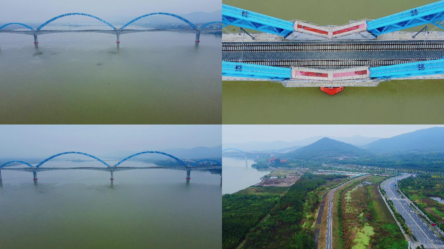 航拍4K素材.襄阳汉江高铁大桥