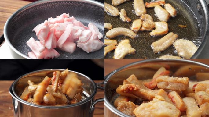 中国特色调味油油炸猪油制作过程