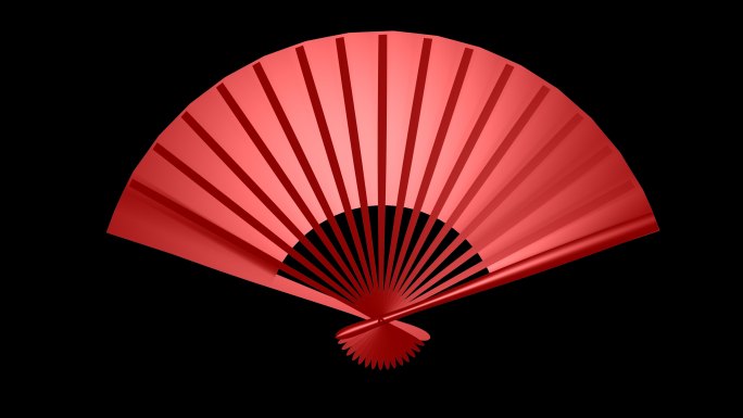 4K红色中国风扇面打开