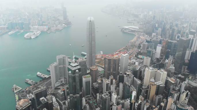 香港的摩天楼鸟瞰图