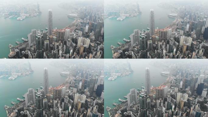 香港的摩天楼鸟瞰图