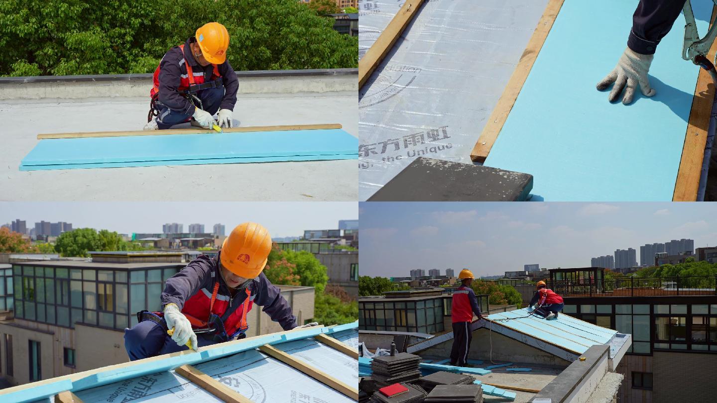 防雨防漏屋顶施工视频素材高清