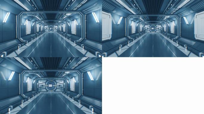 抽象的未来宇宙飞船隧道