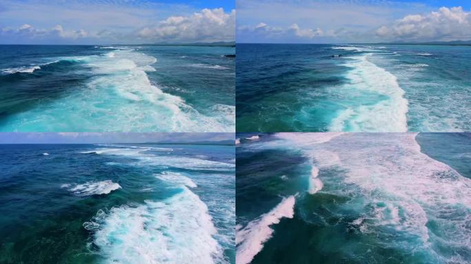 4K航拍大气磅礴的大海海浪66秒长镜头
