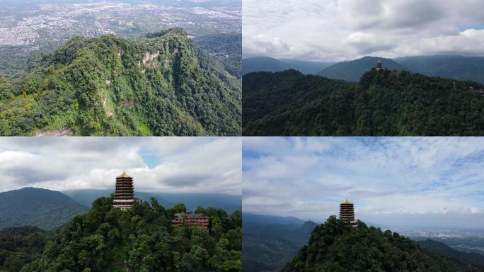 绿水青山都江堰青城山老君阁道教圣地航拍