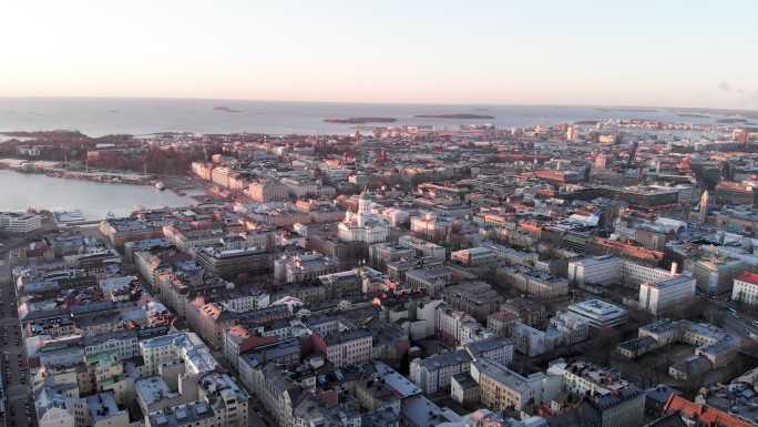 赫尔辛基市中心风景鸟瞰图