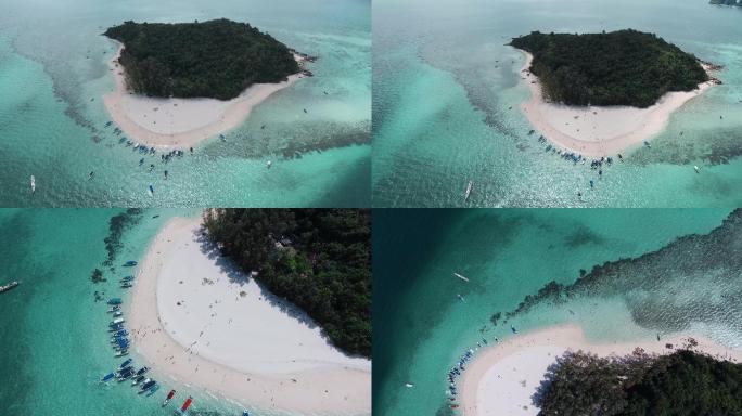 泰国旅游视频普吉pp岛蓝色海水白沙滩远景