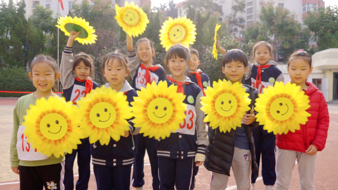 笑脸-可爱的孩子们-祖国花朵向日葵