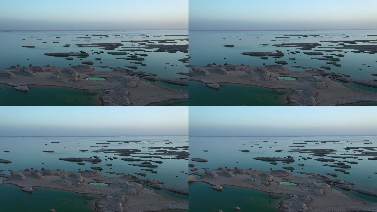 青海海西水上雅丹之眼环绕俯拍视频