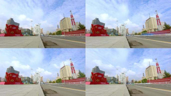 4K广场核心价值观道路延时摄影