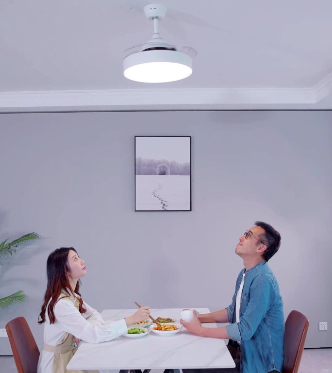 竖屏智能家居情侣做饭声控风扇灯