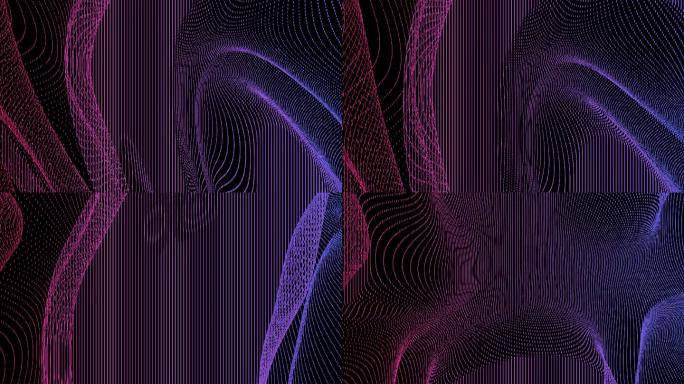 【4K时尚背景】粉紫粒子方点线条动态矩阵