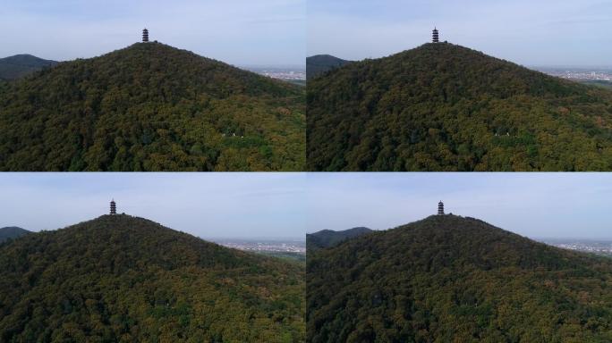 航拍襄阳古隆中风景区腾龙阁旅游风光