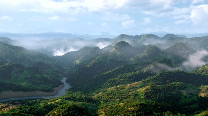 三维宽屏山间延时变化