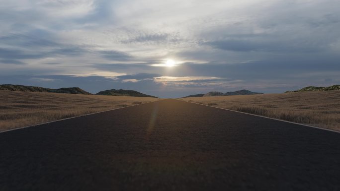 道路延伸未来青春向往追梦奋斗朝阳夕阳公路