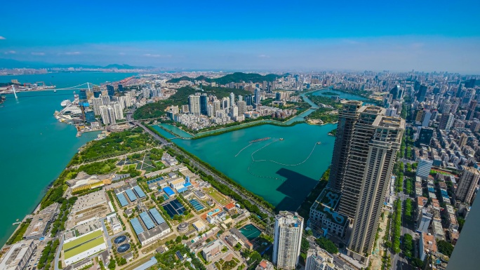 厦门高空延时 鼓浪屿 轮渡 筼筜湖 海沧