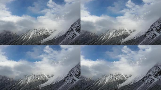 四川阿坝州毕棚沟雪山全景环绕