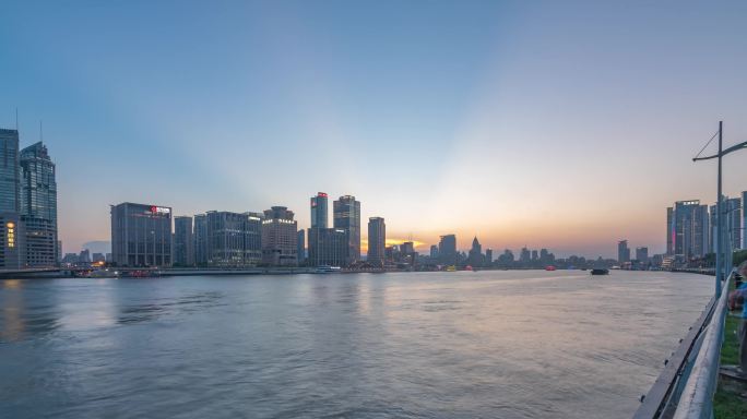 上海北外滩日转夜延时