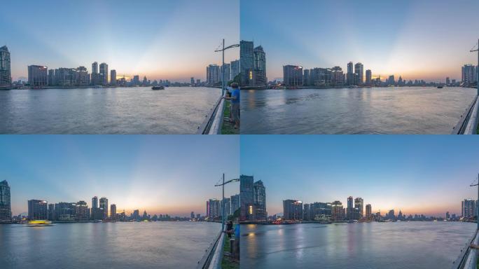 上海北外滩日转夜延时