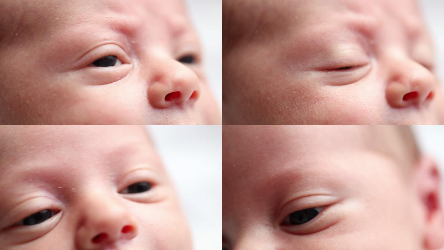 新生儿眼睛的宏观特写