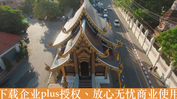 泰国旅游视频泰国清迈街景尖顶佛寺