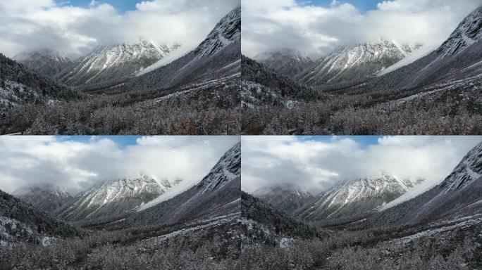 四川阿坝州毕棚沟雪山直飞航拍