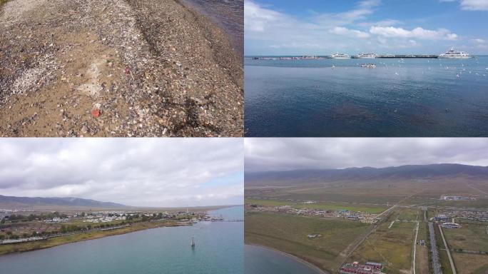 中国青海湖风景区高清航拍实拍素材