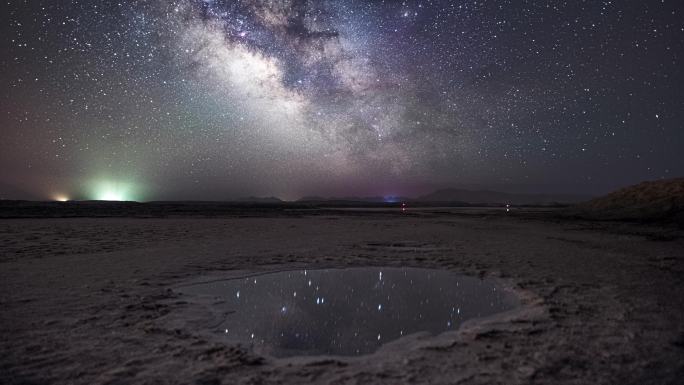 青海翡翠湖银河星空延时摄影