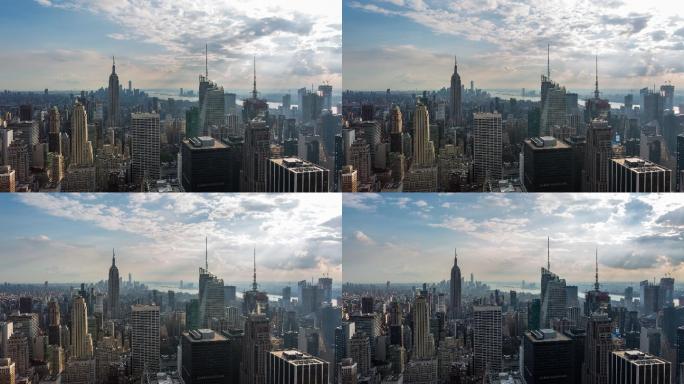 纽约市天际线日与云彩