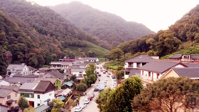 江南小村庄山水田园风光旅游景区调色暖色调