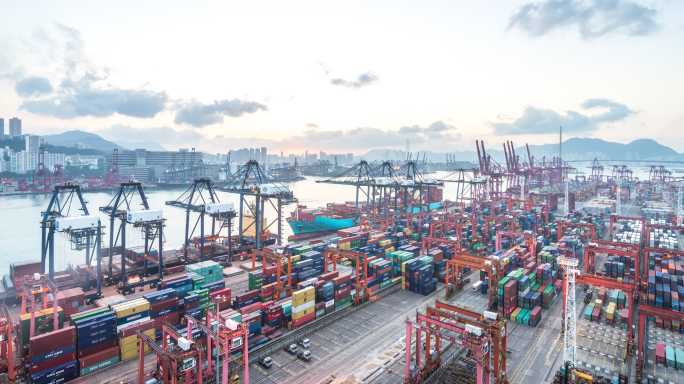 香港时间推移中国特区航拍延时进出口