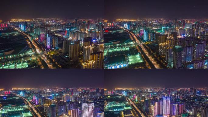 日照青岛路上空延时夜景