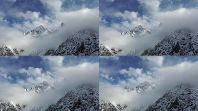 四川阿坝州雪山环绕航拍视频