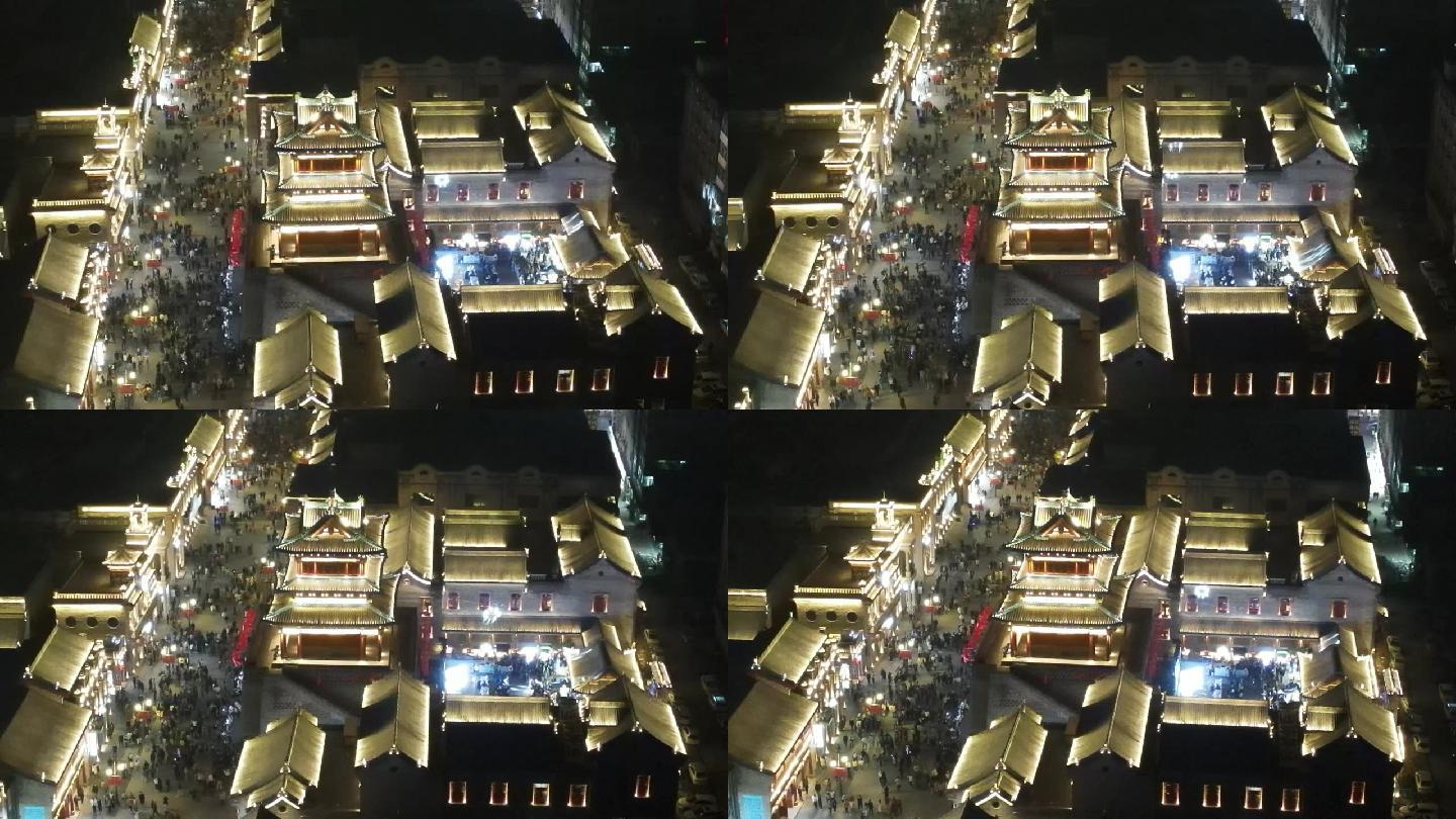 太原钟楼街夜景航拍（钟楼左侧）