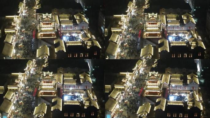 太原钟楼街夜景航拍（钟楼左侧）
