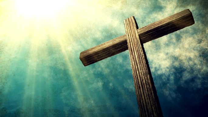 基督的加略山十字架与日出的天空