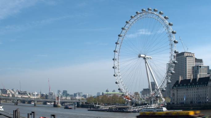 泰晤士河时间推移英国泰晤士河英国伦敦摩天