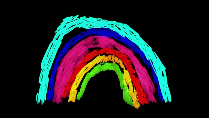 彩虹形成“谢谢你”—动画儿童画