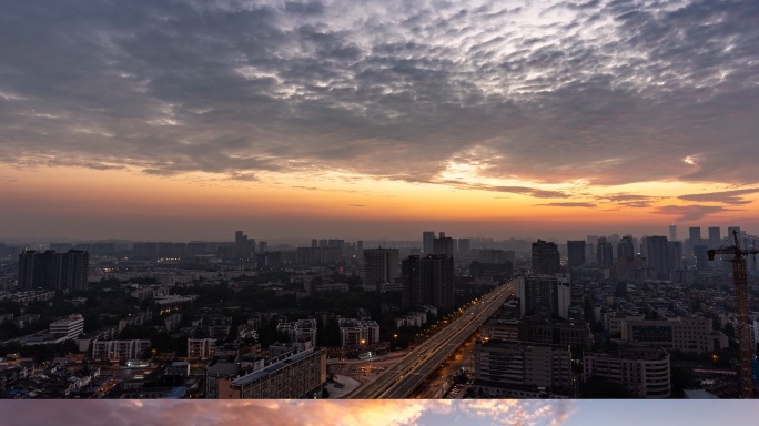 城市朝霞日出成都晨曦朝霞日出片头彩霞朝阳