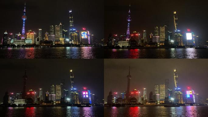 上海外滩夜晚延时开关灯