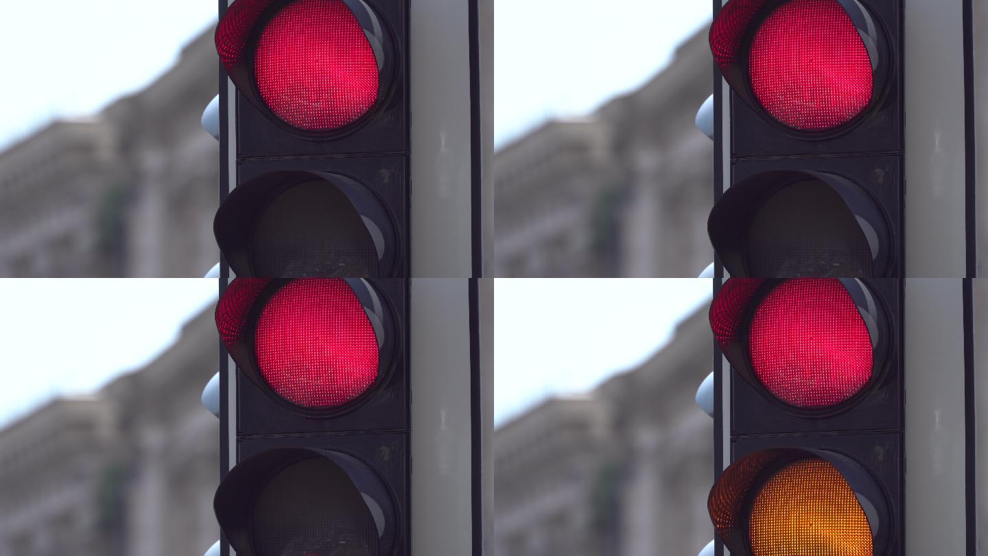 道路红绿灯特写红灯信号灯禁止通行