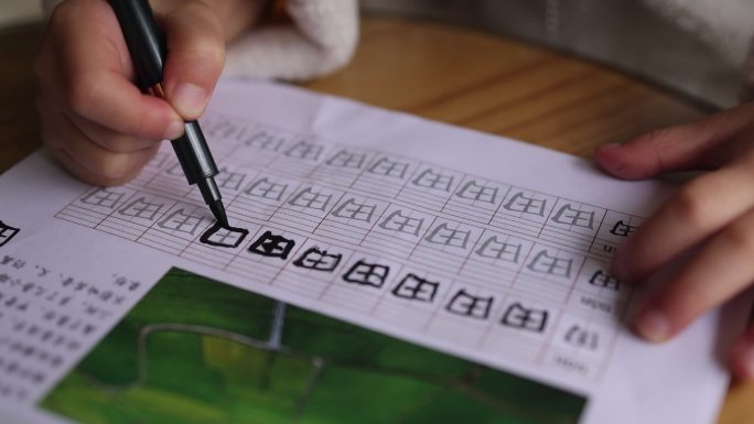 幼儿写汉字学习汉字甲骨文篆书楷书素材