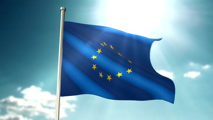 欧盟国旗动画折叠爱国主义旗帜