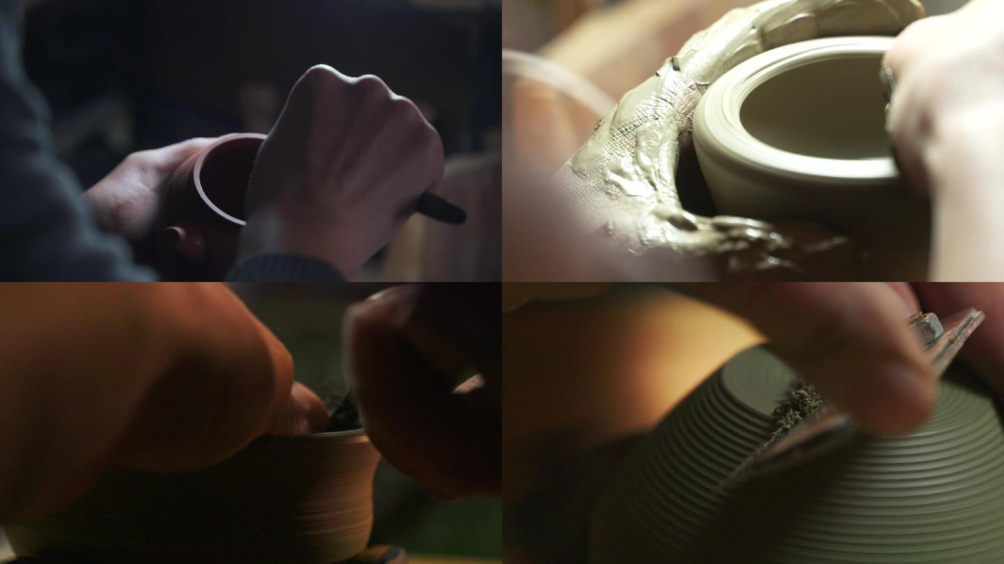一组陶艺制作茶壶手艺人非遗传承全流程镜头